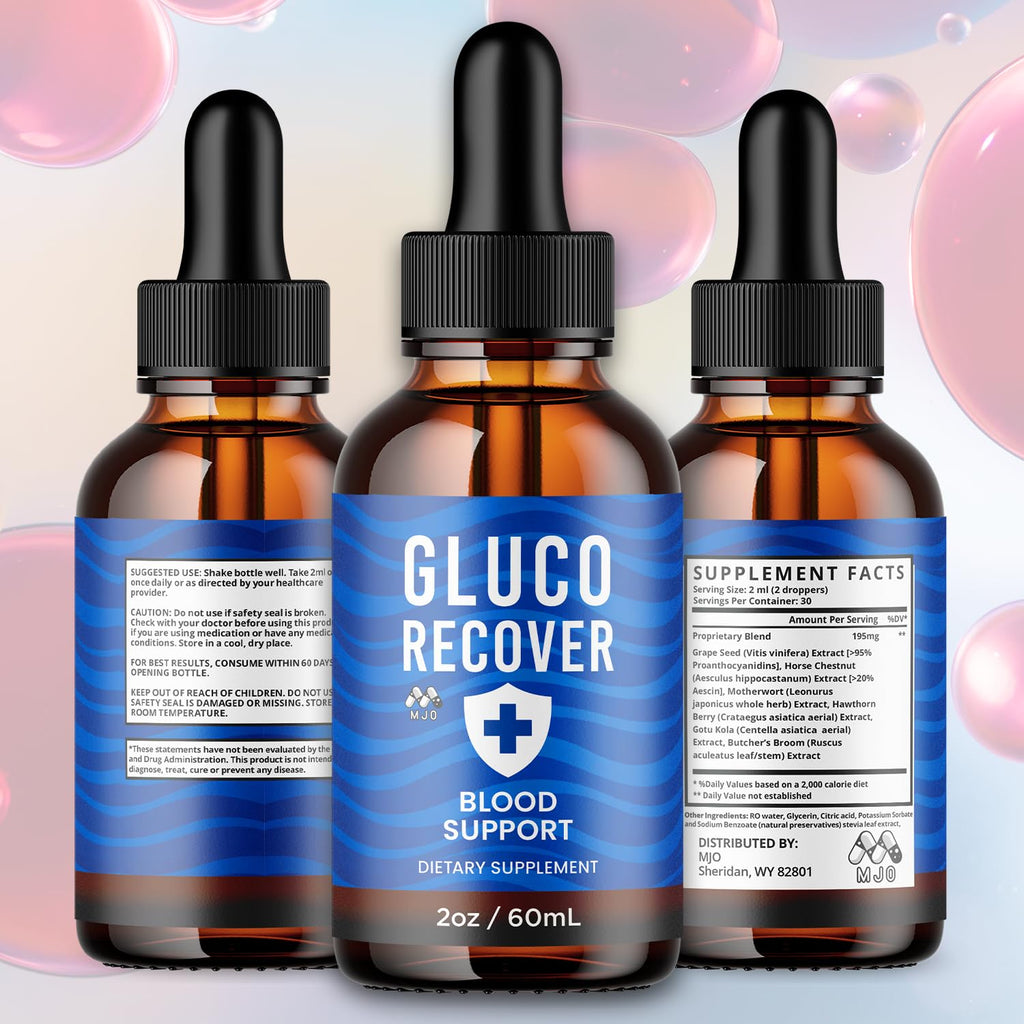 (5 Pack) Gluco Recover Drops, Official GlucoRecover Drops with All Natural Ingredients, Advanced Overall Health and Wellness Vitamin Formula Max Strength Active Lifestyle Multivitamins (150 Servings)