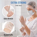 Powder Free Disposable Gloves Small, [1000 Count] - 4 Mil Clear Vinyl Gloves- Extra Strong, 4 Mil Thick - Latex Free, Food Safe, Medical Exam Gloves, Cleaning Gloves - 10 Boxes of 100