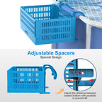 PAHTTO XL Poolside Storage Basket 2pcs, Foldable Above Ground Pool Storage Basket for Pool Toys, Towels, Beverages, Poolside Organizer, Pool Accessories for Above Ground Swimming Pool, Blue