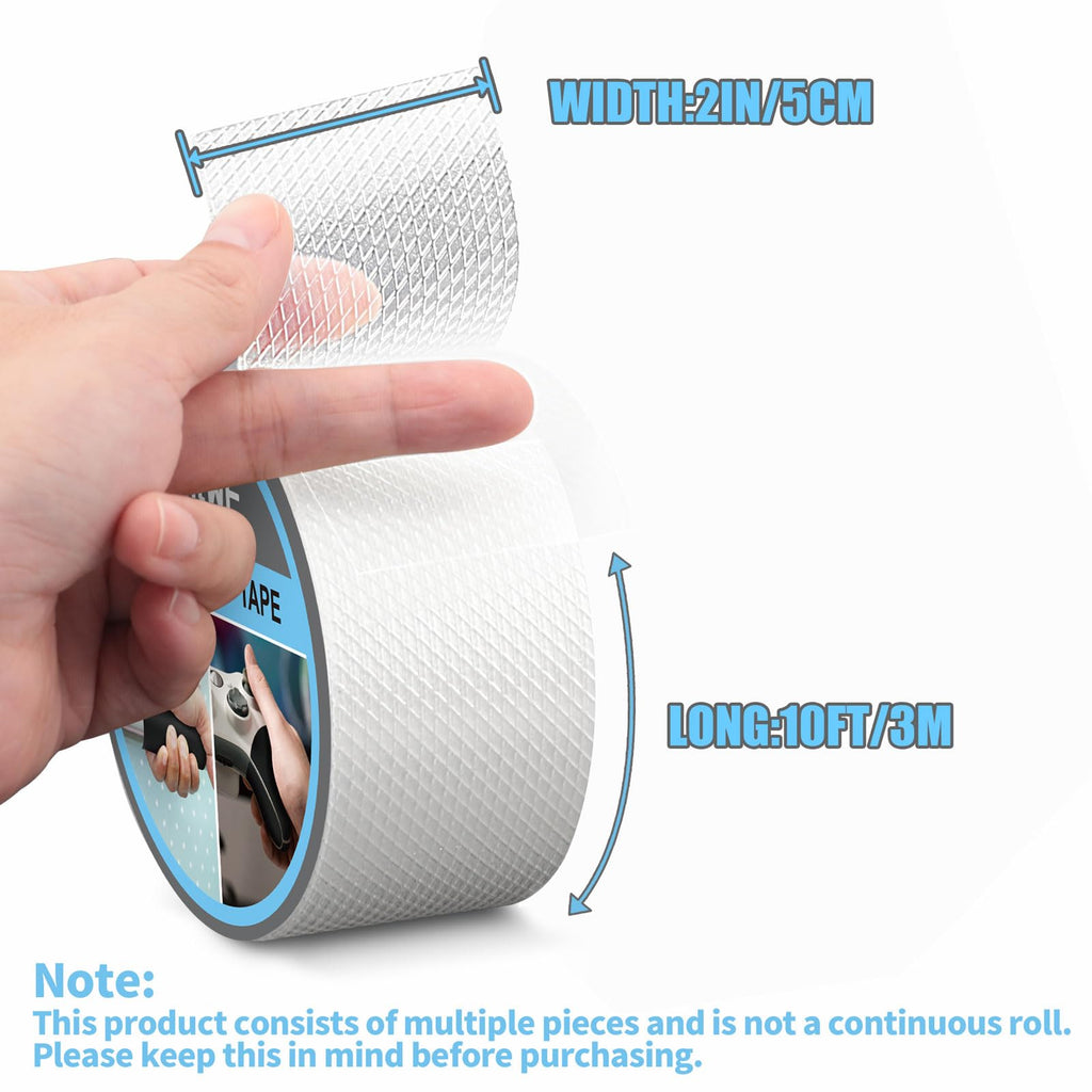 Yorwe Rubber Grip Tape, Ultra-Thin Strong Adhesive Anti-Slip Waterproof Heat Resistant Wear-Resistant Cushion Pad, Making Handles or Contact Surfaces Safer, with Grip and Comfort (Clear, 2In x 10Ft)