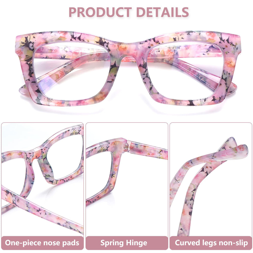 SIGVAN 6 Pack Oprah Style Reading Glasses Blue Light Blocking Square Computer Spring Hinge Readers for Women Men (6 Mix, 1.25, multiplier_x)