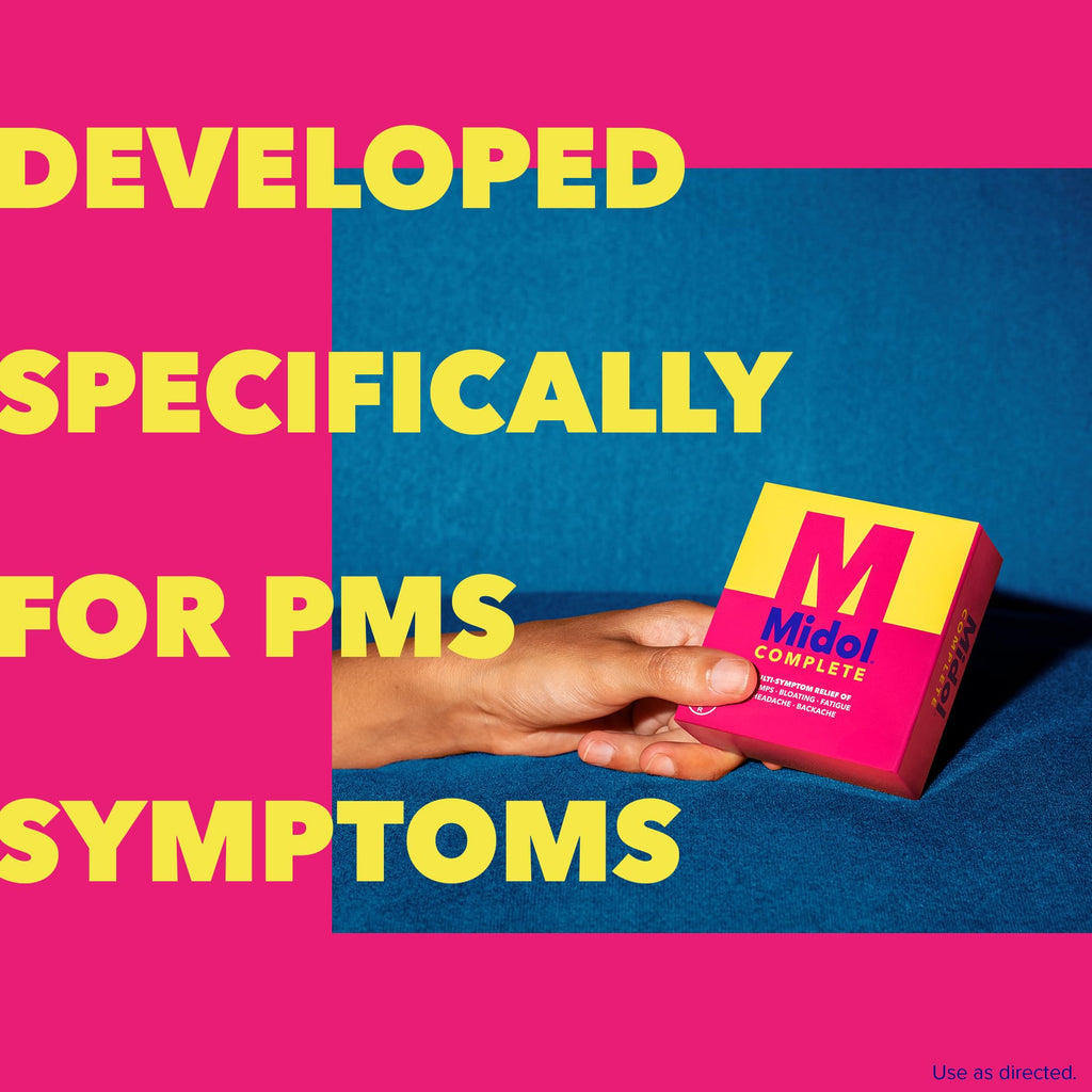 Midol Complete Menstrual Pain Relief Caplets, 40 Count - Provides Cramp, Headache, and Bloating Relief