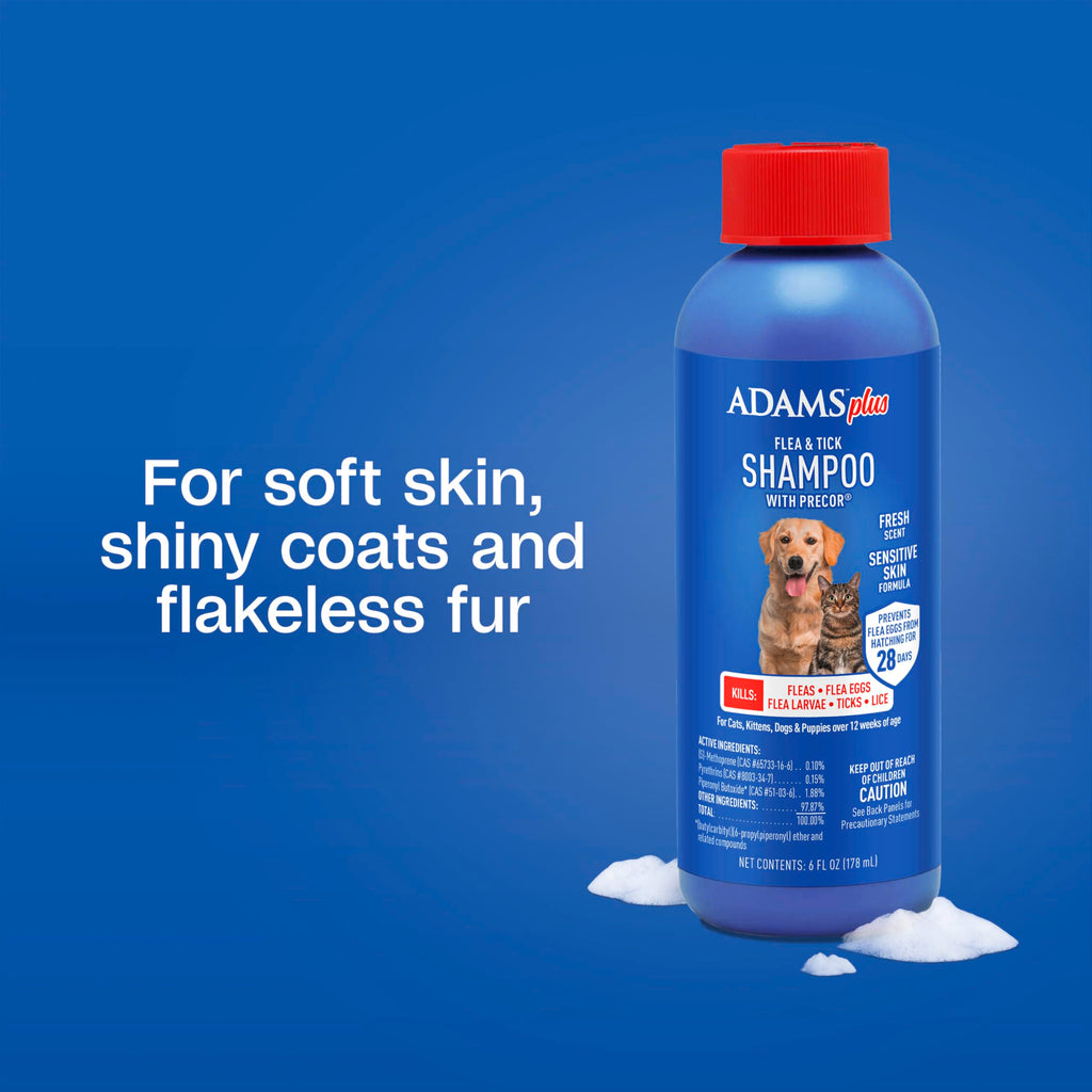 ADAMS Plus Flea & Tick Shampoo with Precor for Dogs & Cats, 24 oz