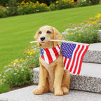 Cynkeyee Outdoor Garden Decor Dog Statue - Resin Dog with American Flag
