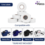 Perco 1 Line Price and Date Guns White Labels - 8 Rolls, 1 Sleeve