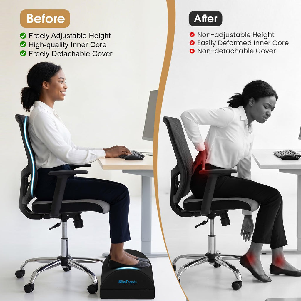 BlissTrends Foot Rest Under Desk, Foot Stool with 2 Adjustable Heights