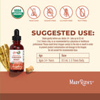 MaryRuth Organics Ashwagandha Root | USDA Organic Ashwagandha Liquid Drops | Stress Relief, Natural Calm, Relaxation and Mood Support Supplement | Adaptogenic | Nervine | Vegan | Non-GMO | 60 Servings