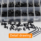 1715Pcs M2 M3 M4 M5 Screw Kit - 3D Printer Mini Screw, Allen Head/Flat Head/Countersunk Bolt/Screws, Metric Bolts Assortment, Black Nuts and Bolts for Mechanical Hardware
