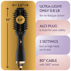 Manual Dual Voltage Blowout Hair Dryer Brush, Professional Hot Air Brush for European Travel 110V-120V/220V-240V, Black Gold Dryer and Volumizer for Women, 2.4 INCHES Oval Shape