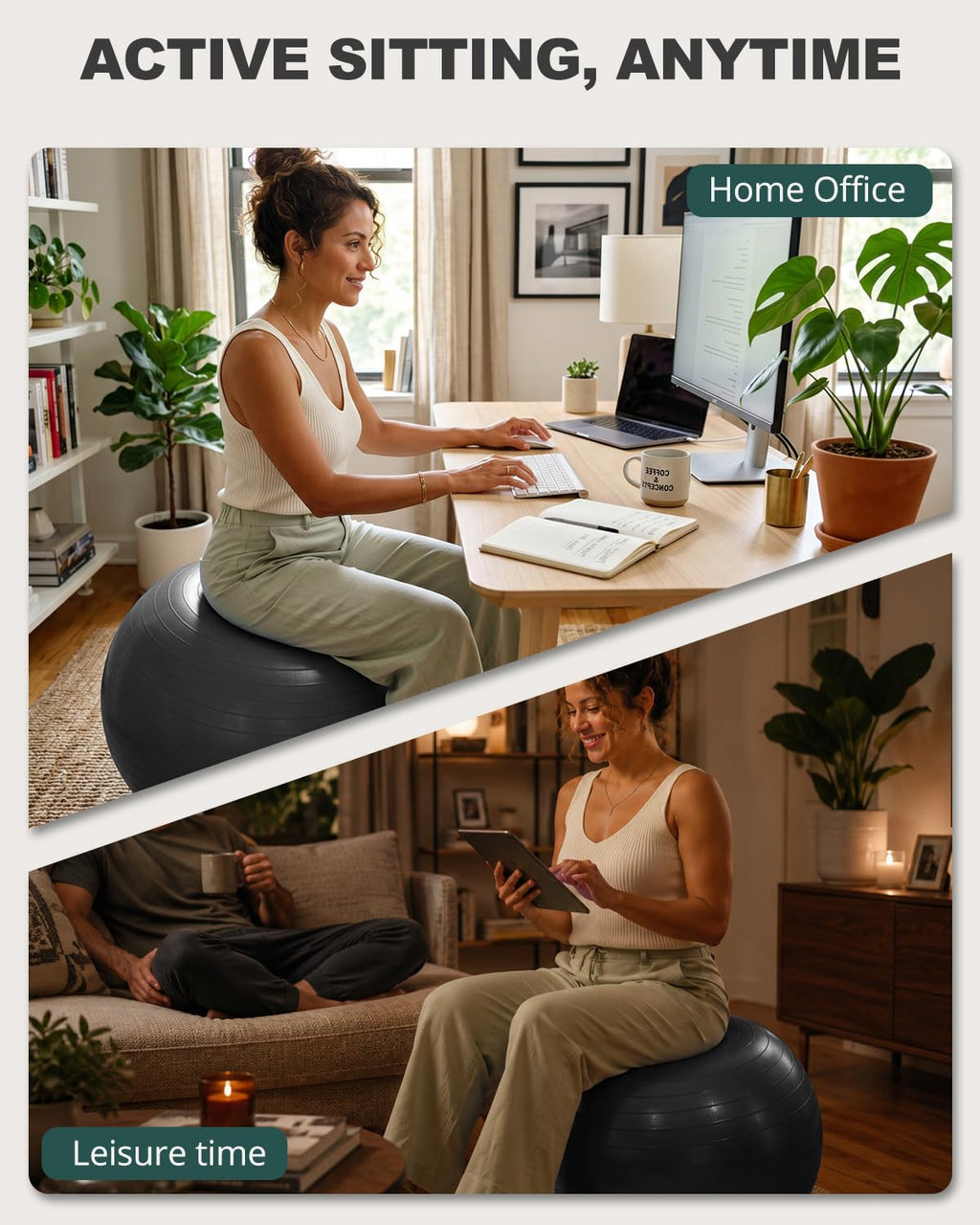 Trideer Yoga Ball for Exercise, Pregnancy, Exercise Ball, Pump Included