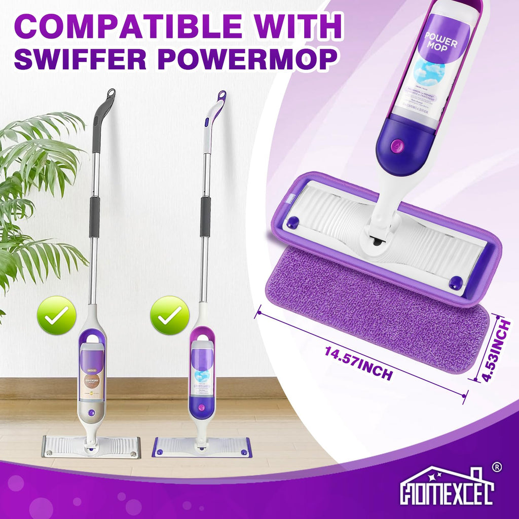 HOMEXCEL Reusable Microfiber Mop Pads for Swiffer PowerMop 8 Pack, Power Mop Pads Refills for 13 ''-15 '' Spray Mop, Machine Washable Pad Replacement for Multi-Surface Floor Cleaning