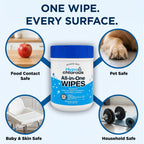 Hypo+Chlorous Hypochlorous Acid Wipes – 100 Count Non-Toxic Cleaner for Skin, Baby, Pet, Home & Gym – Bleach-Free