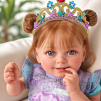 BABESIDE Lifelike Reborn Baby Dolls Dara - 18 Inch Realistic-Newborn Baby Doll Brown Hair Girl Handmade Real Life Toddler Dolls with Clothes and Toy Accessories Gift for Kids Age 3+