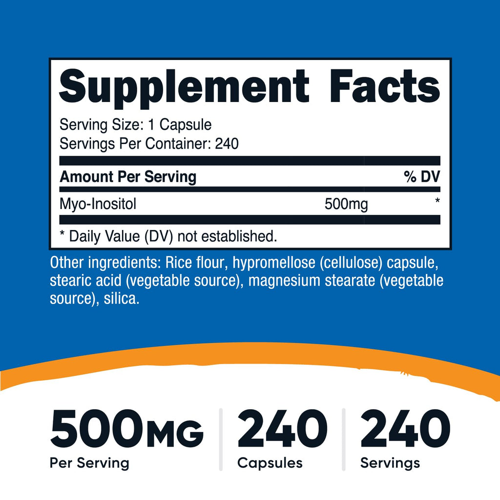 Nutricost Inositol Capsules 500mg, 240 Capsules - Veggie Capsules, Non-GMO, Gluten Free (Myo-Inositol)