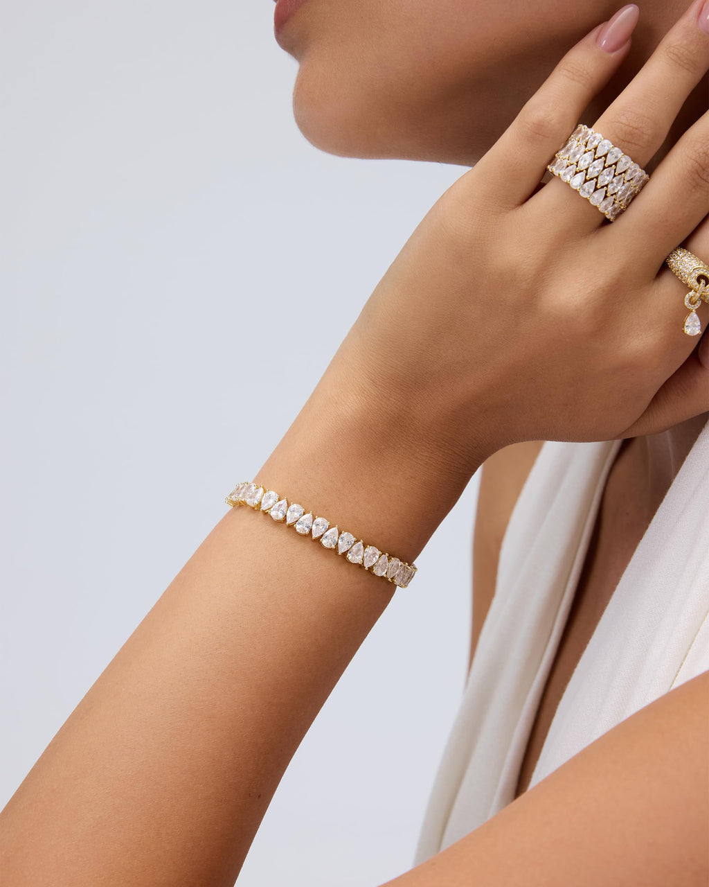 PAVOI CZ Wedding Bridal Tennis Bracelet for Women, White Gold, 6.5"