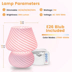 ULAROOM Dorm USB Plug-in Mushroom Lamp Small Bedside Table Lamp with 3 Temperature LED Bulb, Free Dimming Nights Light for Bedroom/Living Room/Entryway/Corner/Table Decor (Stripe Pink)