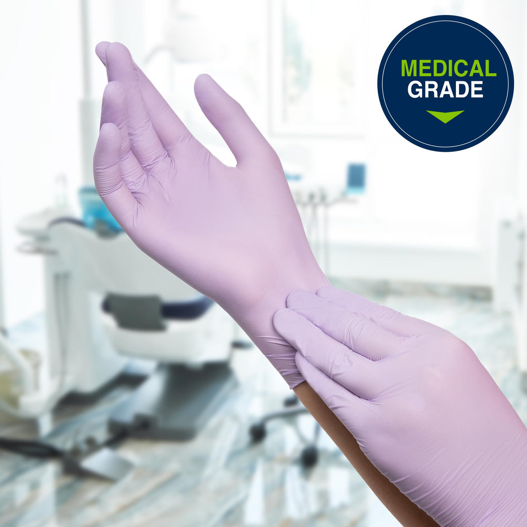HALYARD LAVENDER NITRILE Exam Gloves, 3.1 mil, 9.5 Inches, Lavender, X-Large, Box of 250 - Powder-Free, Non-Sterile Disposable Gloves