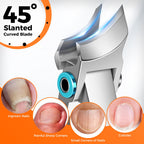 Slanted Toenail Clippers for Seniors Thick Toenails, Angled Head Large Nail Clippers for Men Thick Ingrown Nails with Wide Opening, Nail Cutter with Catcher -Silver