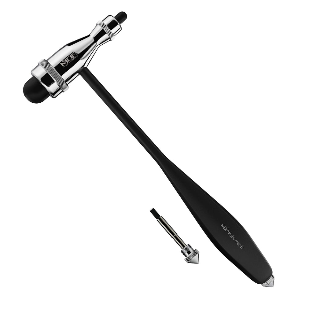 MDF Instruments, Tromner Neurological Reflex Hammer with Built-in Brush for Cutaneous and Superficial Responses - Light - HDP Handle - Durable, Professional-Grade - Black (MDF555P-11)