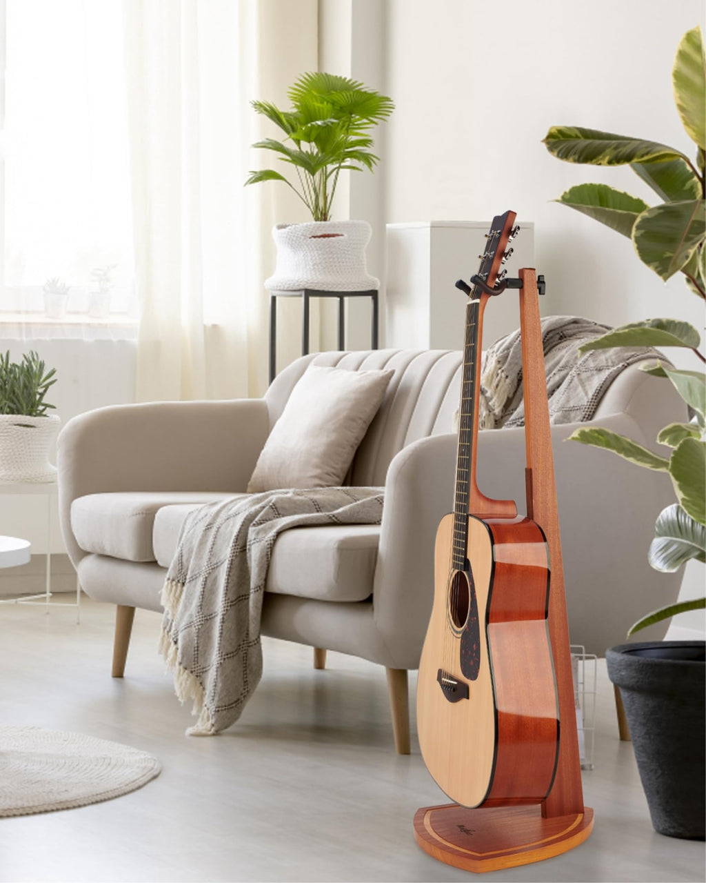 Musbeat Guitar Stand, Mahogany Wood Guitar Stand, Acoustic Guitar Stand Floor for Home Decoration and Studio Display, Electric Guitar Floor Stand for Mandolin, Bass, Guitar Gifts for Men and Women