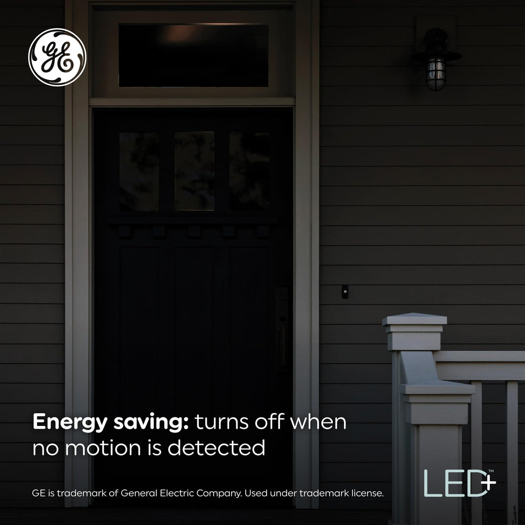 GE LED+ Motion Sensor LED Light Bulbs, 12W, Outdoor Security Lights, A21, Warm White (2 Pack)