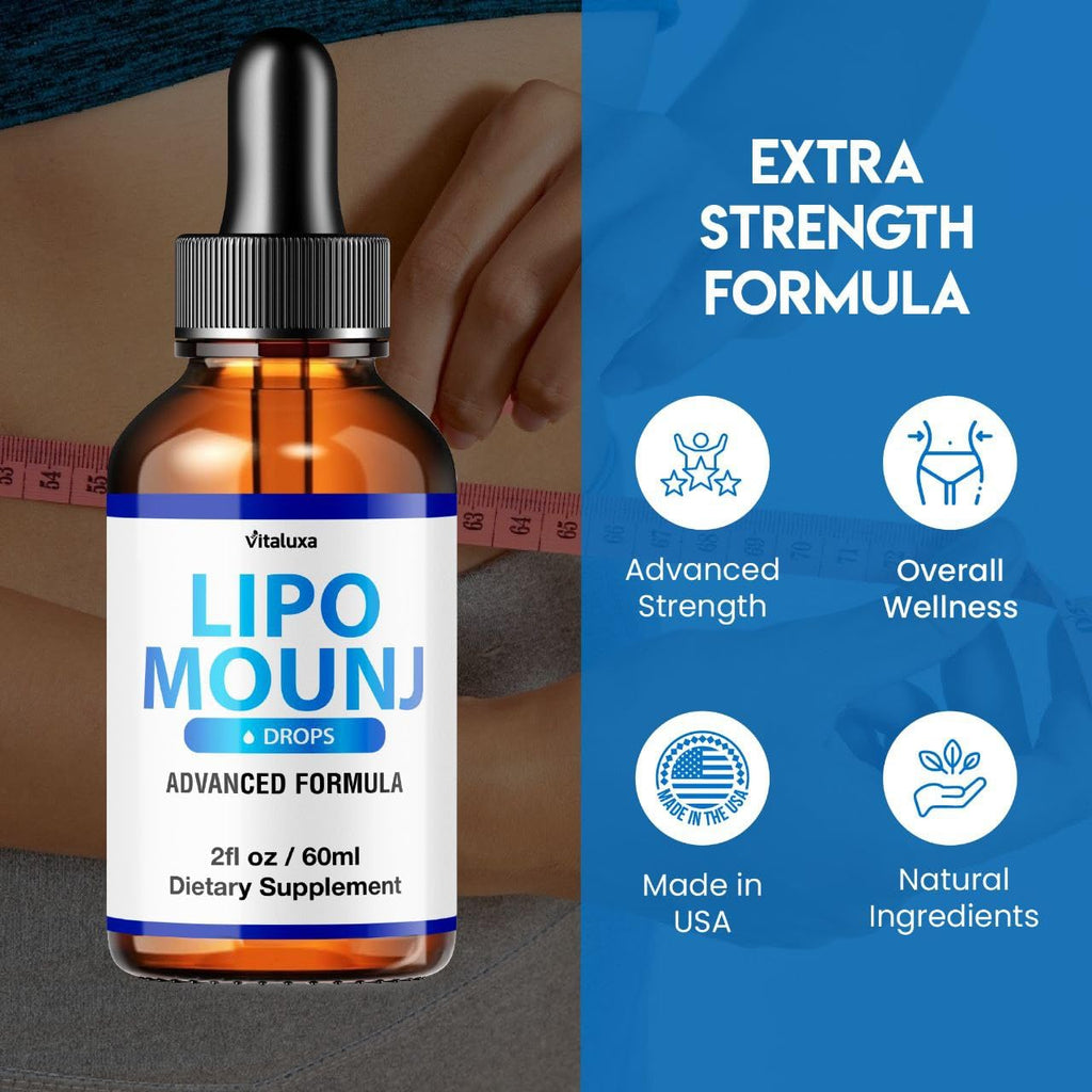 LipoMounj Gotas, LipoMount Mounj Drops Liquid Supplement Support Official Advanced Formula, Lipos Mount Mounjaro Premium Blend Maximum Strength All-Natural Ingredients, LipoMoun Mouj Liquido (2oz)
