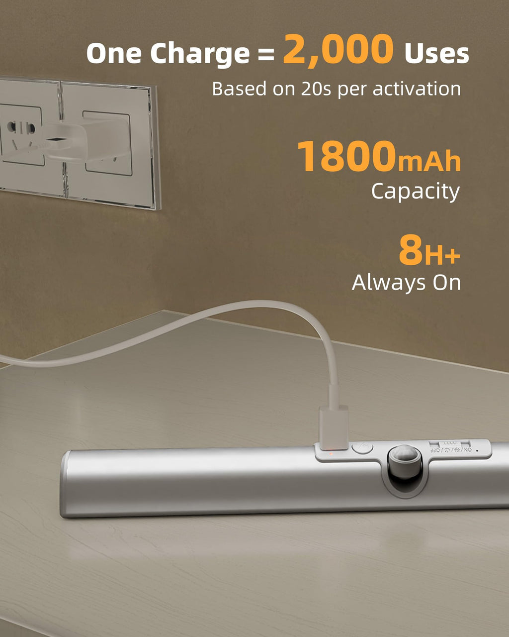 EZVALO 13-inch Motion Sensor Closet Lights, 1800mAh Rechargeable Battery Lights with Rotatable Sensor, Glare-Free, 3 Color Temps & Dimmable Cabinet Lights for Closet, Pantry, Wardrobe - 2 Pack
