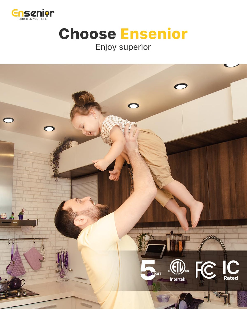 Ensenior 12 Pack 6 Inch LED Recessed Ceiling Light Black, Dimmable, 2700K-5000K 5CCT, 1200LM 12W 120V, High Brightness Canless Wafer Downlight - ETL&FCC&IC