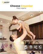 Ensenior 12 Pack 6 Inch LED Recessed Ceiling Light Black, Dimmable, 2700K-5000K 5CCT, 1200LM 12W 120V, High Brightness Canless Wafer Downlight - ETL&FCC&IC
