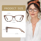 FancyFlower Cateye Reading Glasses for Women - Mocha Muse 1.5x Readers