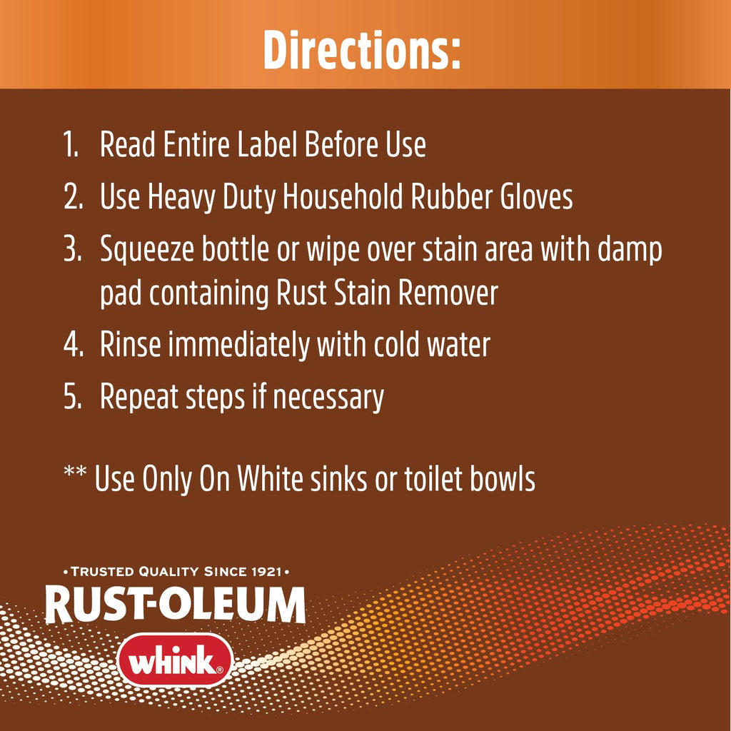 Rust-Oleum Whink Rust Stain Remover | Heavy-Duty Iron Stain Remover Foaming Spray with Excellent Cling for Toilets, Showers, Sinks, Outdoor Siding | 24 oz | 4 Pack