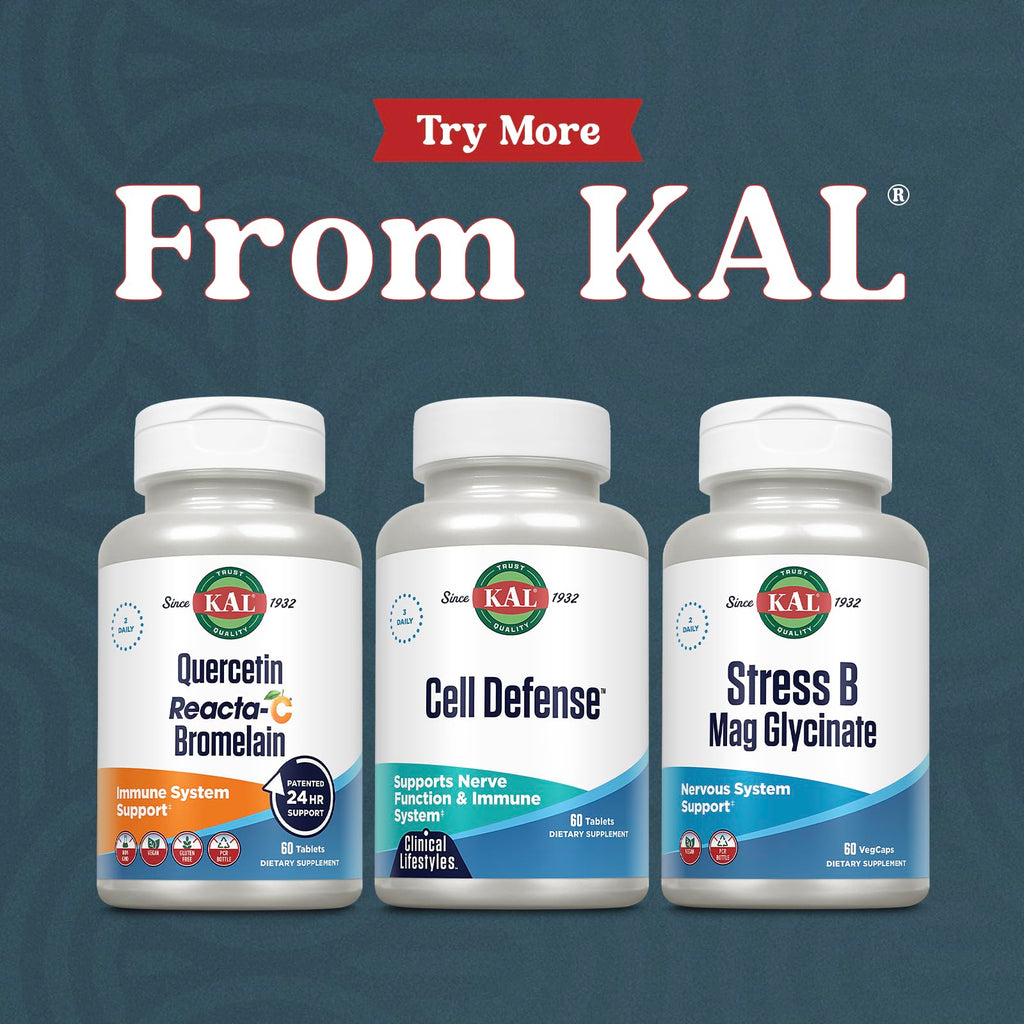 KAL Cell Defense - Nerve Function and Immune Support Supplement - w/Antioxidant Vitamin C and E, Plus Zinc, Selenium, NAC and Mushrooms (Including Reishi and Shiitake) - Lab Verified, 20 Servings