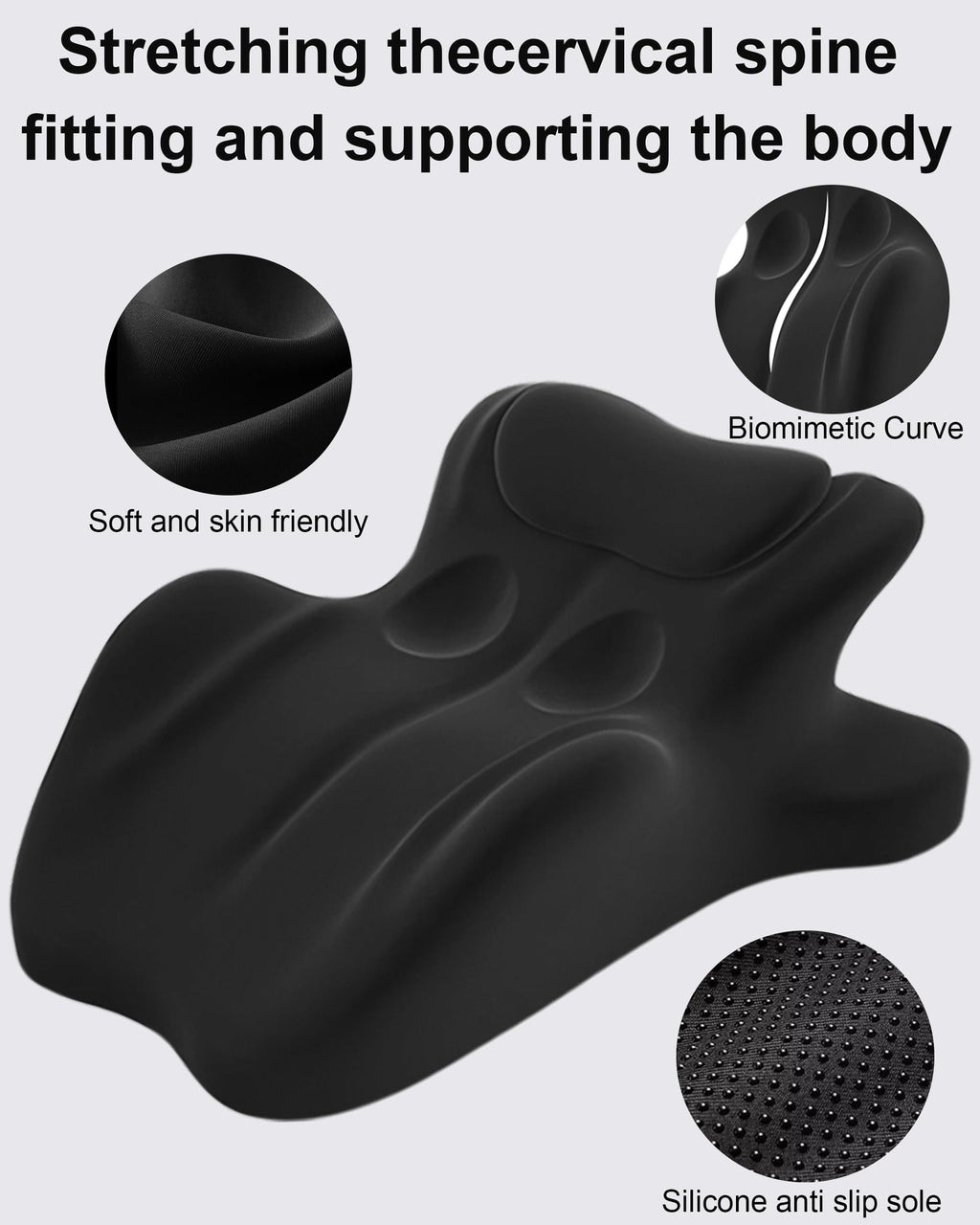 HOMEPAC Sweet Spot Pillow, Memory Foam Support Pillow for Couples, 27 Ergonomic Contoured Lounger Cushion for Back, Lumbar and Body Support, Multi-Functional Comfort Pillow (Black)