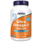 NOW Foods Supplements, Ultra Omega-3, 500 EPA and 250 DHA, Cardiovascular Support*, 180-Fish Gelatin Softgels