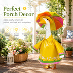 Metyond 3 Pcs/Set Raincoat Porch Goose Outfits, Summer Lawn Goose Statue Raincoat Costume, Yard Goose Clothes for 23" H Statue Patio Garden Decoration (Flower, Yellow)