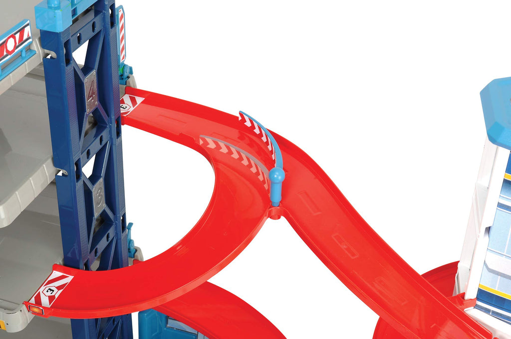 DICKIE TOYS: Parking Garage Playset with 4 Die-Cast Cars and Die-Cast Helicopter, Four Roomy Parking Levels, Light and Sound Effects, for Ages 3 and up