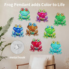 Junware Metal Frog Wall Decor, 8 Pcs Frogs Wall Art Sculptures Hanging Sculpture Decoration, Outdoor Fence Arts for Home Garden, Fence, Patio, Yard, Bedroom Outside Gifts for Adults