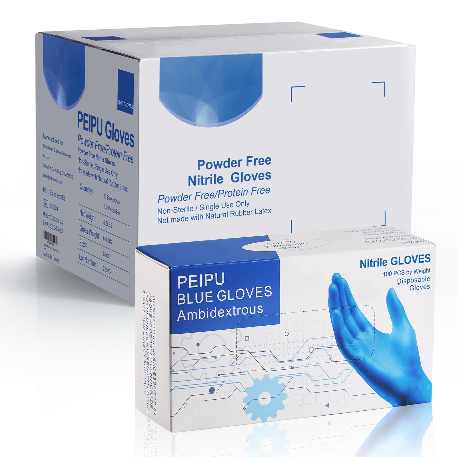 PEIPU Nitrile Disposable Gloves(Large, 1000-Pack)，Powder Free, Cleaning Service Gloves, Latex Free