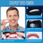 Moldable False Teeth - Veneers Teeth for Women & Men, Silicone Dentures Set for Both Upper and Lower, Temporary Dentures DIY at Home Within Minutes Fix Your Smile