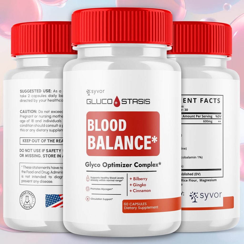 GlucoStasis Capsules, Official Gluco Stasis Blood Health Support Pills with All Natural Ingredients, Advanced Formula Supplement Pills with Max Strength Premium Vitamins for Women & Men (60 Capsules)