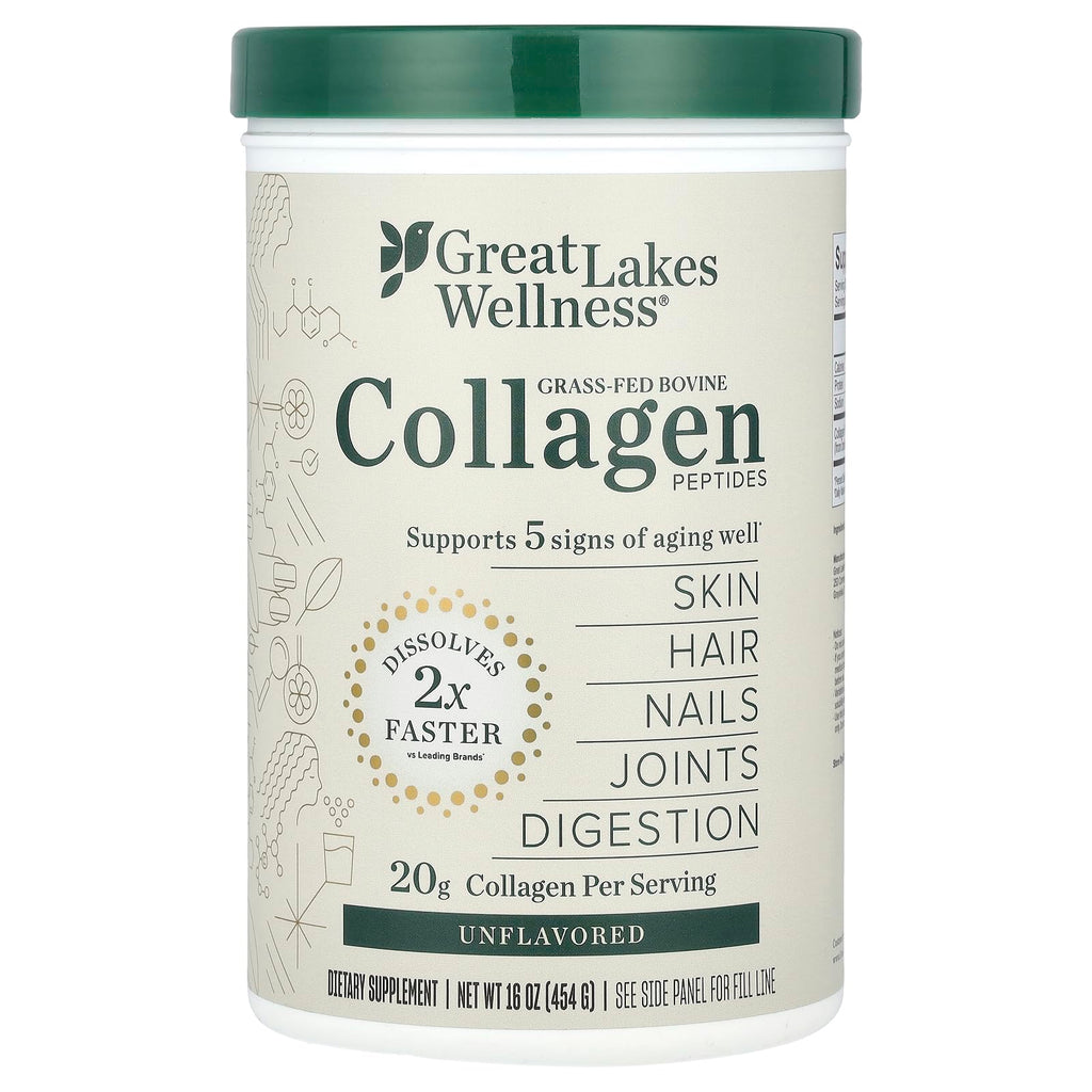 Great Lakes Gelatin, Collagen Hydrolysate, Unflavored Beef Protein, Kosher, 16 Oz Can - 4 Pack