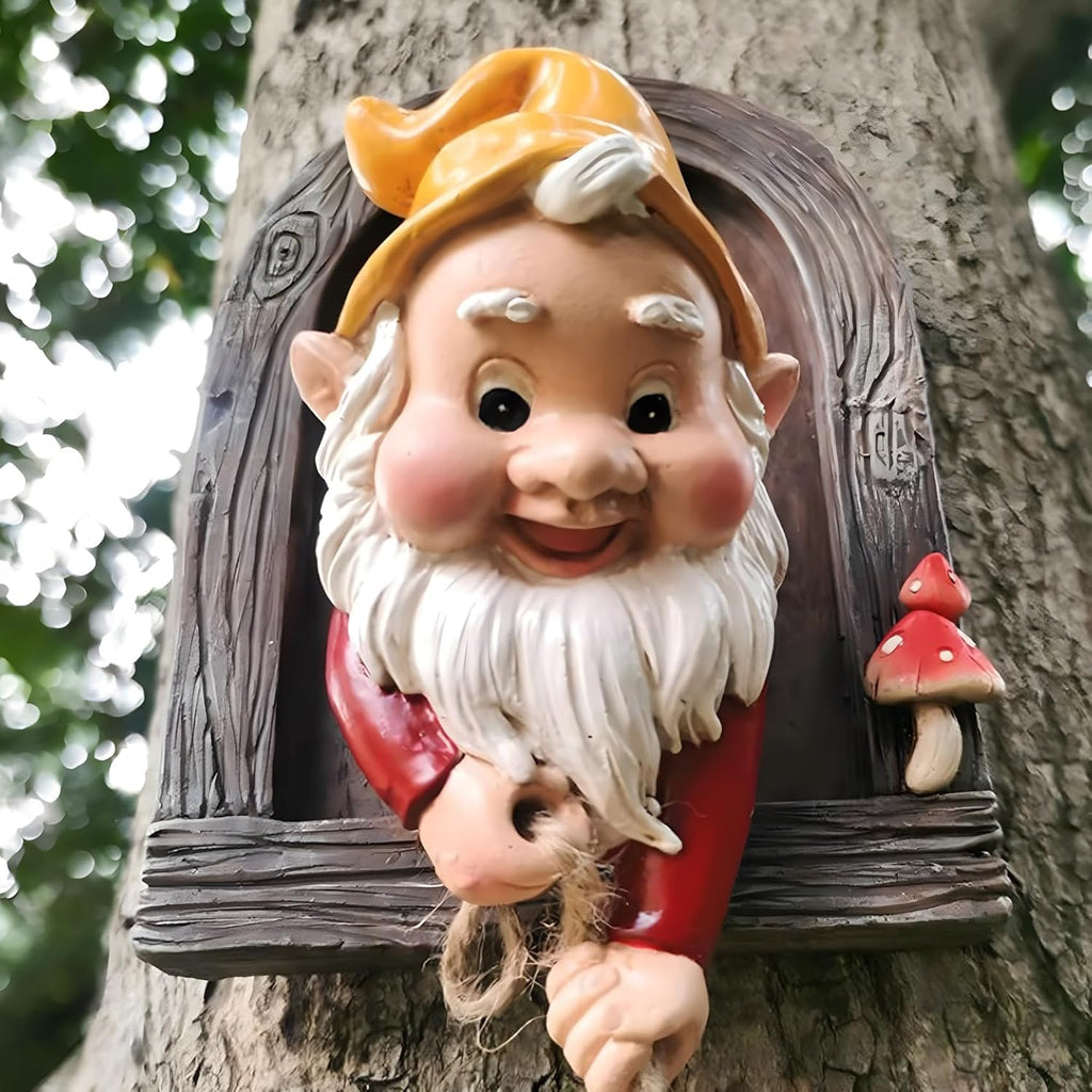 WPJFMXZ Climbing Gnomes Tree Faces Decor Outdoor for Yard, Adorable Gnome Elf Out Hugger Fairy Door Statue for Tree, Funny Garden Gnome Peeker Sculpture Yard Patio Art