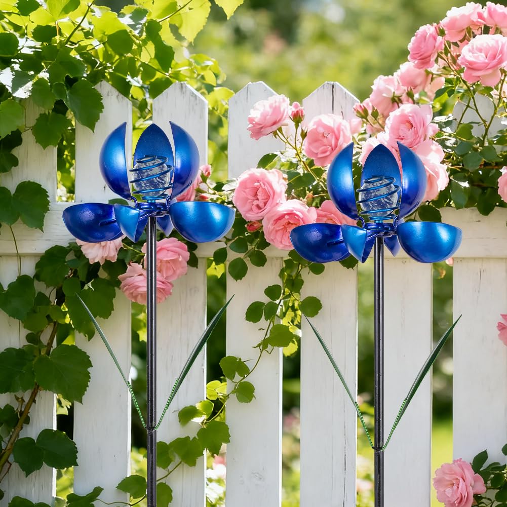 SATHGA Metal Wind Spinners Outdoor,2Pack Pinwheels for Yard and Garden, Decorative Garden Stakes for Patio,Lawn, Outdoor