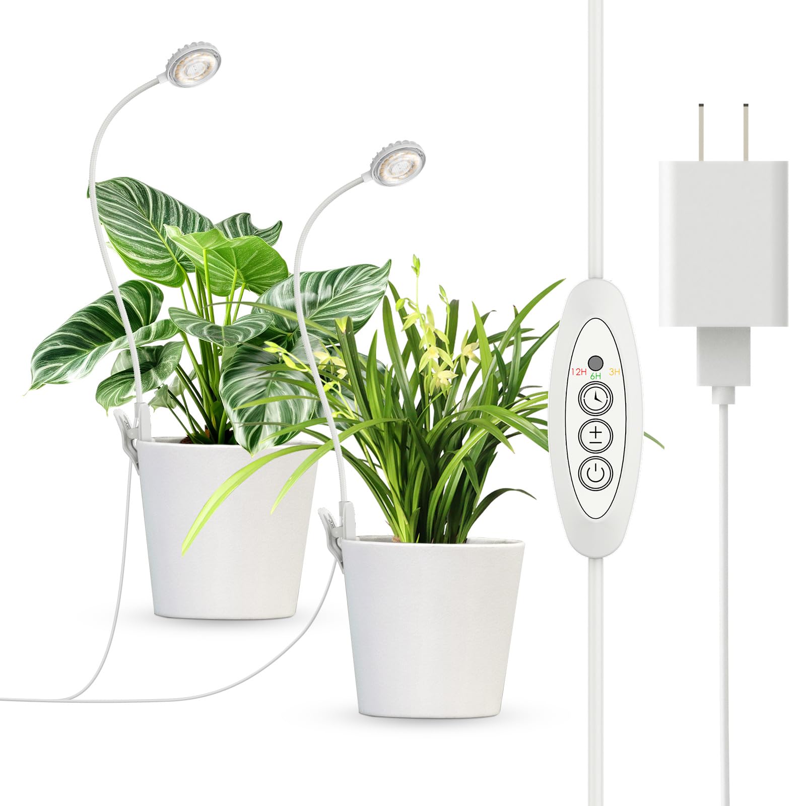 SGLEDs Clip-On Grow Lights for Indoor Plants, 2-in-1 Dual Head Timer