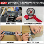 SWRT 9 Mil 5-Pack Black Heavy Duty Duct Tape Strong Adhesive, 2 in x 30 YD (Total 150YD) Duct Heavy Duty Waterproof All Weather Black Duct Tape No Residue Sealing & Patching for Indoor&Outdoor Repair