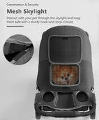 OS MOTOR Pet Stroller with 3 Wheels for Small/Medium Pets, Portable Travel Foldable Carrier Jogger for Dog Cat Puppy Kitty, Rear Wheel Breaks, Storage Basket, Visible Mesh with Weather Cover (Black)