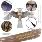 Flerigh Bird Hawk Flying Kite with Pole Crops Farm Protector Bird Scarer Flying Kite with 4m Pole-Style B