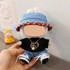 5 Set 17cm Doll Clothes, Clothes for Dolls Outfit, Accessories for 17cm Dolls Clothes Sweater + Hat + Jeans + Necklace + Shoes,, No Doll Included (Cowboy Set)