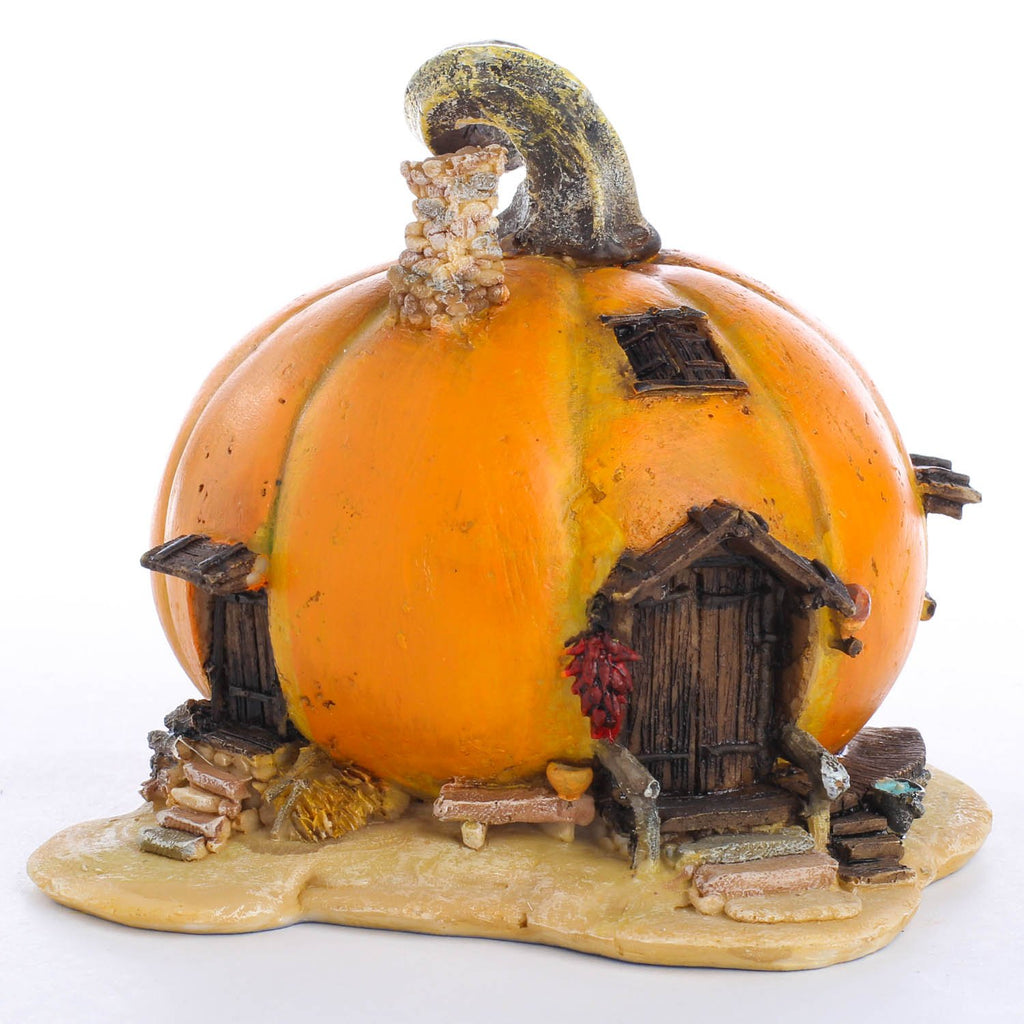 Top Collection Miniature Fairy Garden and Terrarium Orange Pumpkin Fairy House Statue, 4 by 5-Inch