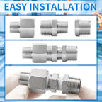 ChillWaves 304 Stainless Steel Pipe Fitting, Reducer Hex Bushing 1/2" NPT Male x 3/8" NPT Female Thread Adapter(12-PACK)